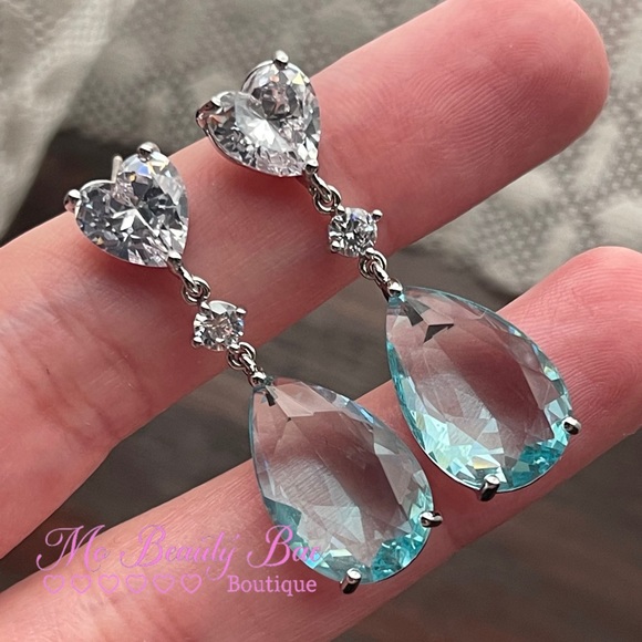 Crystal Clear Blue Earring Drops - Picture 1 of 6